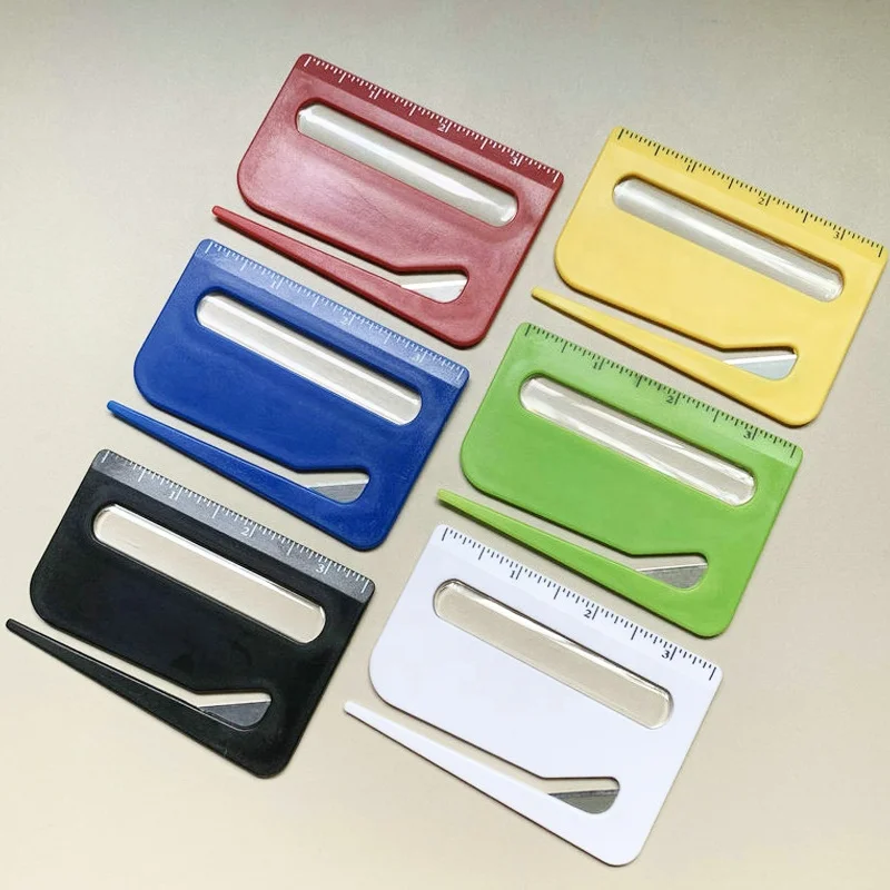 Customized Logo Printed plastic carton safety opener knife with the magnifier Durable Envelope opener knife for promotion