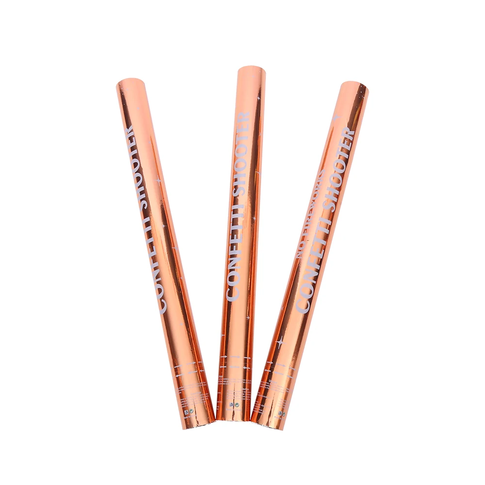 Hot Sale Rose Gold Shiny Circle  Confetti Cannon Shiny UV Label  Party Poppers