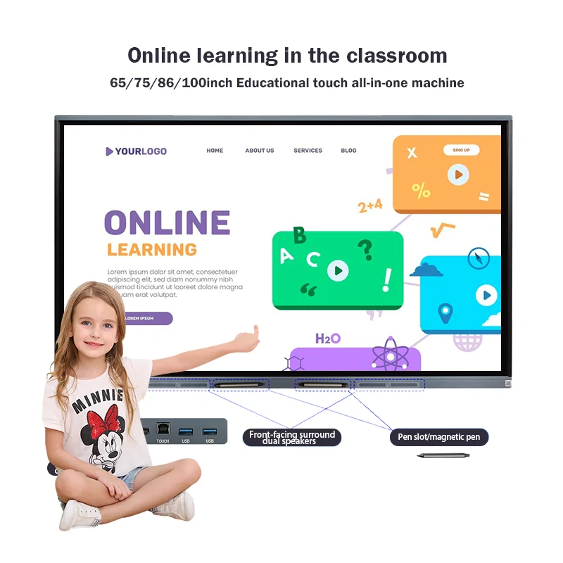 TACTEASY 65 Inch 4K Interact Flat Panel Digital Touch Screen Smart Whiteboard Interactive Board LCD Digital OEM Supplier