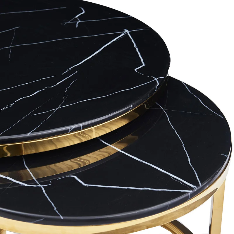 Living room furniture luxury gold round marble table tops centre coffee table