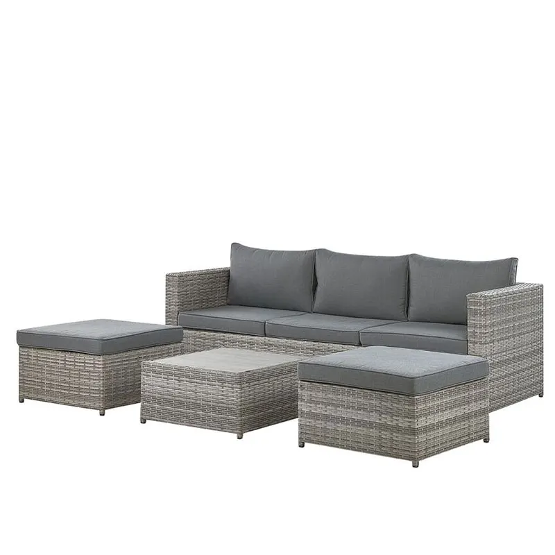 4 Seater luxury corner wicker l shape garden sets rattan outdoor furniture