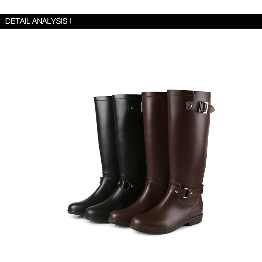 Western Lady Woman Horse Riding Boots Shoes Genuine Leather ladies slip on antiskid rain boots