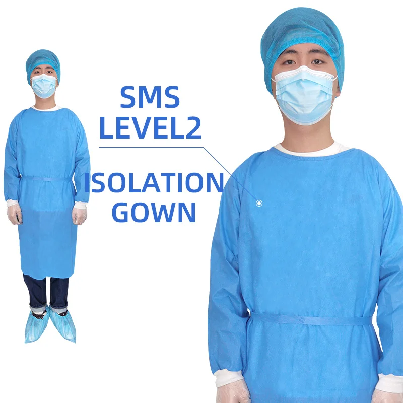 
disposable level2 sms isolation gown 35g smms ultrasonic waterproof breathable surgical gown 