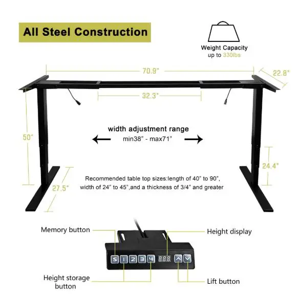 Electric Linear Actuator For Height Adjustable Desk Legs Single Motor Sit Stand Office Desk