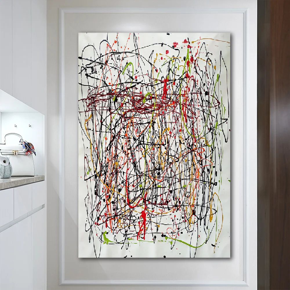 Palette knife color hand-painted texture frame oil painting artwork modern oversized abstract oversized wall art black