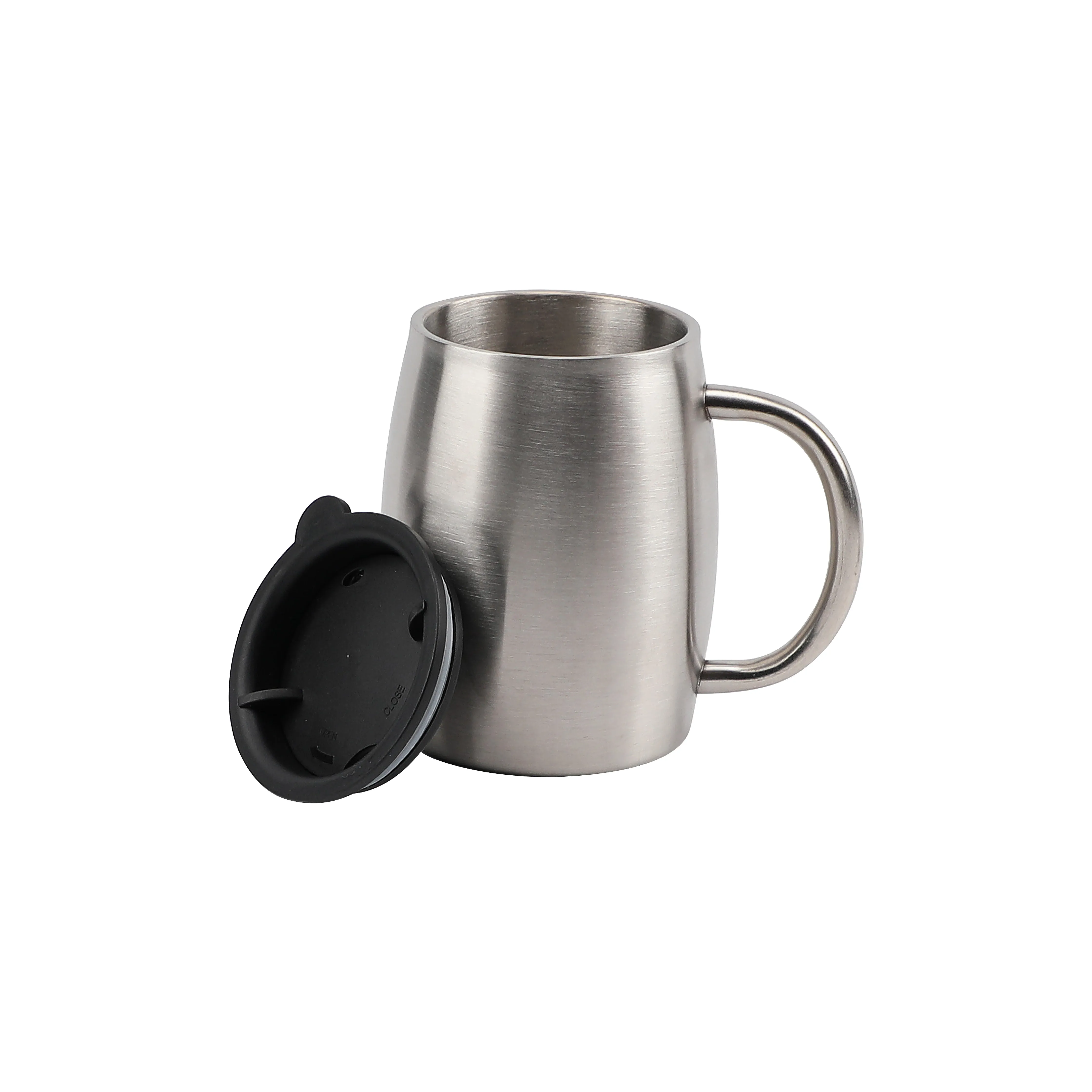 
Stainless steel coffee mug 14oz Double wall Insulated vacuum Barrel Tumbler with handle 