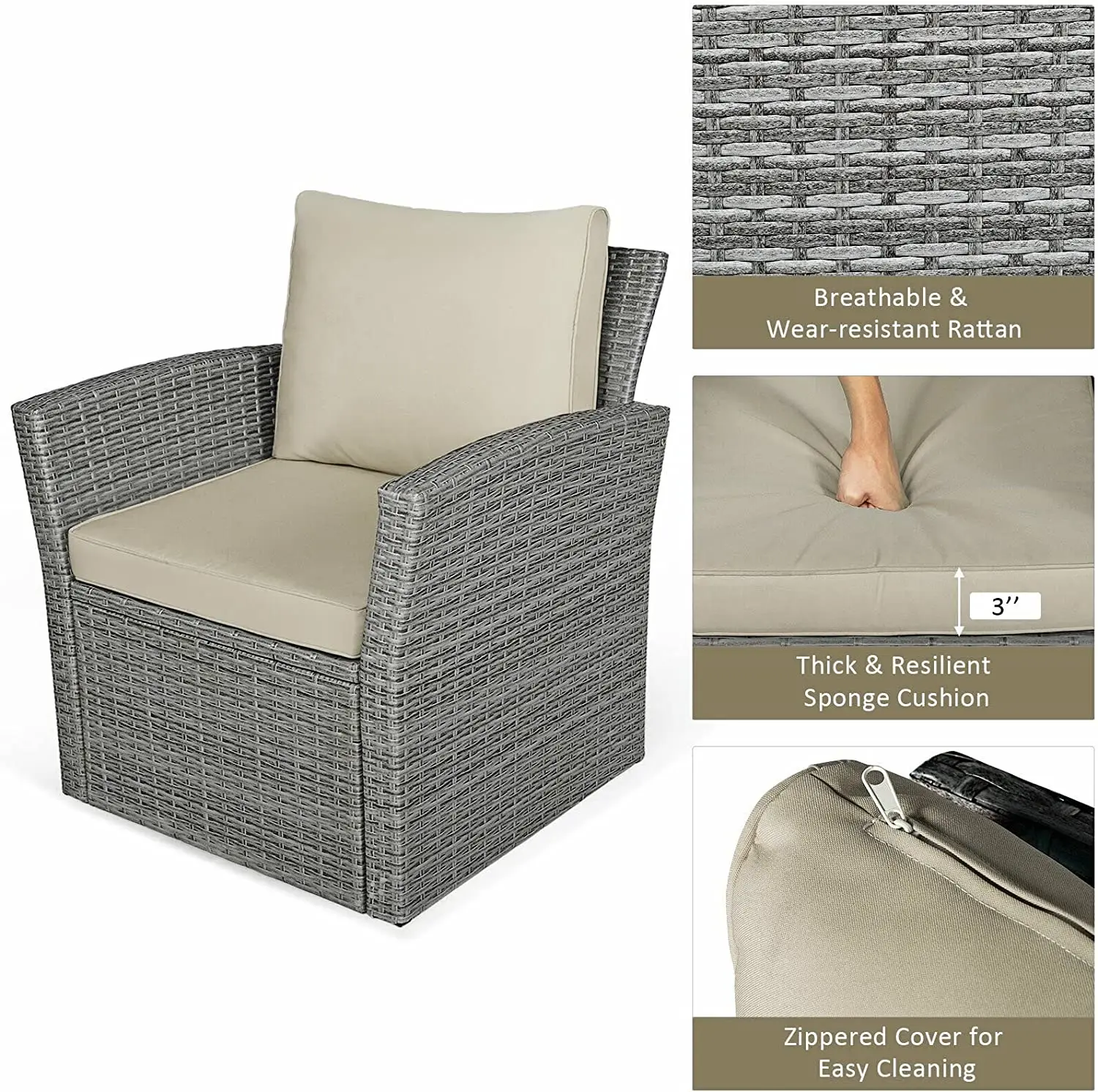 Garden Relax Furniture Hotel Metal Lounge Sofa Set Polyethylene