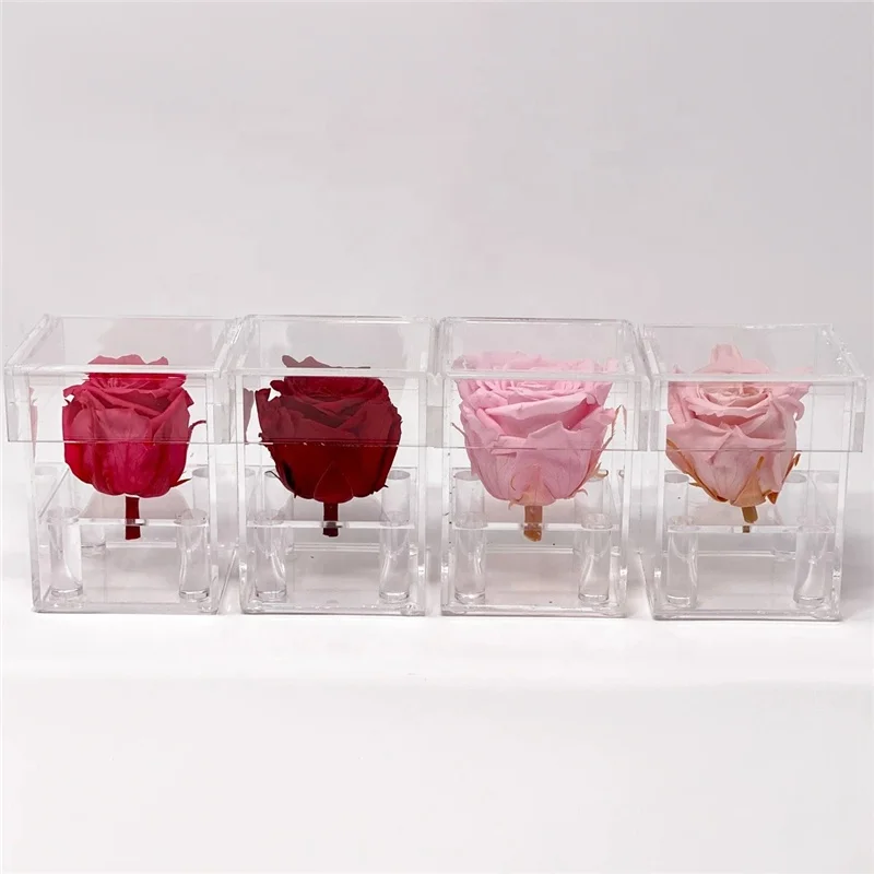 custom clear acrylic perspex flower rose box for single rose