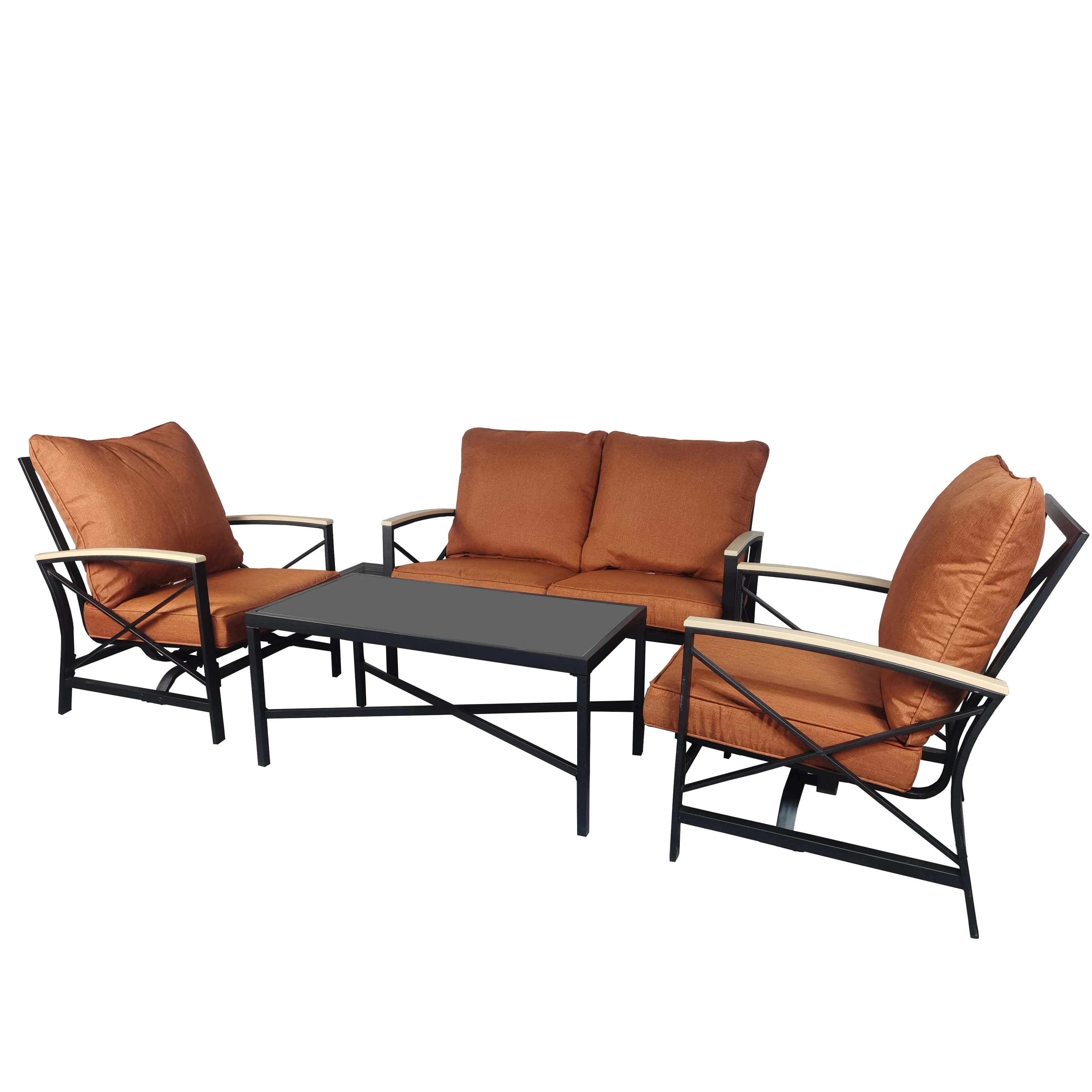 Hot selling Patio Furniture Outdoor 4 Piece Garden Conversation Cushion Chat Set