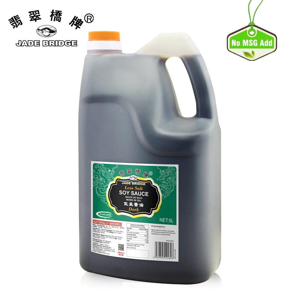 Asia Food Factory Price Wholesale 8 L No Msg Jade Bridge Less Salt Dark Soy Sauce for supermarkets, restaurants