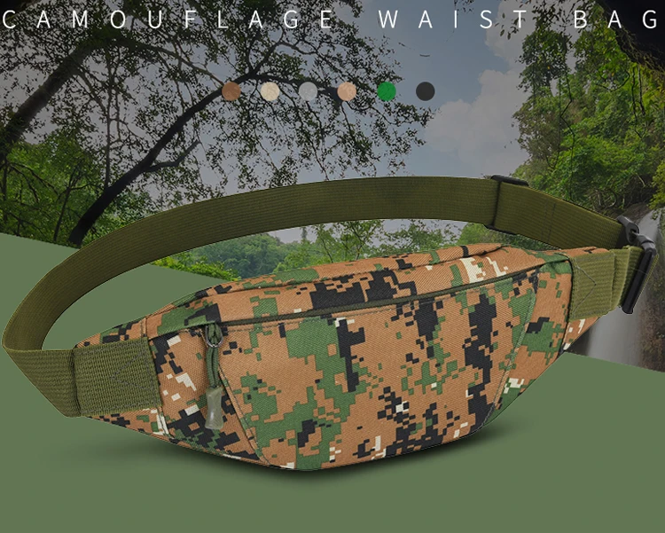 
Factory direct custom logo outdoor pouch bum belt women shoulder chest sling bags fanny packs men camouflage waist pack bag 