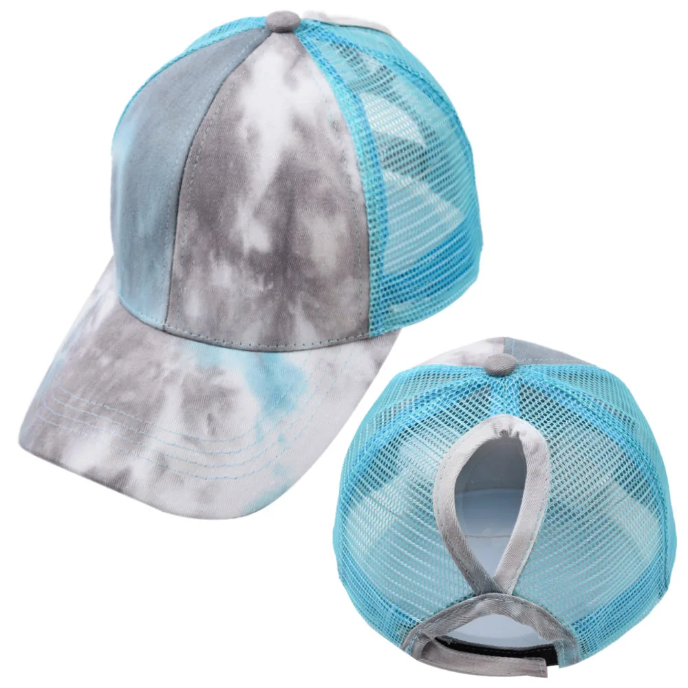 New style tie dye baseball caps womens ponytail hats for sales from factory