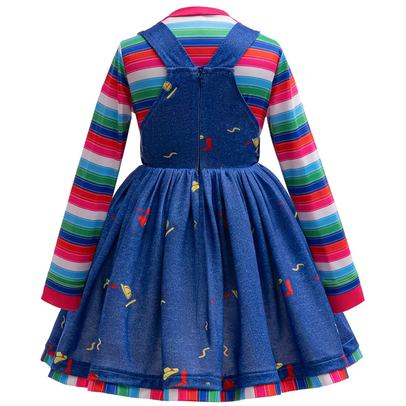 LZH Fancy Carnival Girls  Cosplay Costumes Kids Halloween Party Suits Horror Movie TV Kids Dress