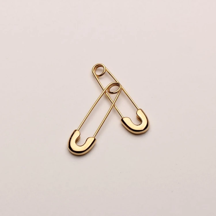 Hypoallergenic Stainless Steel Safety Pin Earrings, Minimalist Fashionable Gold Hoop Earrings