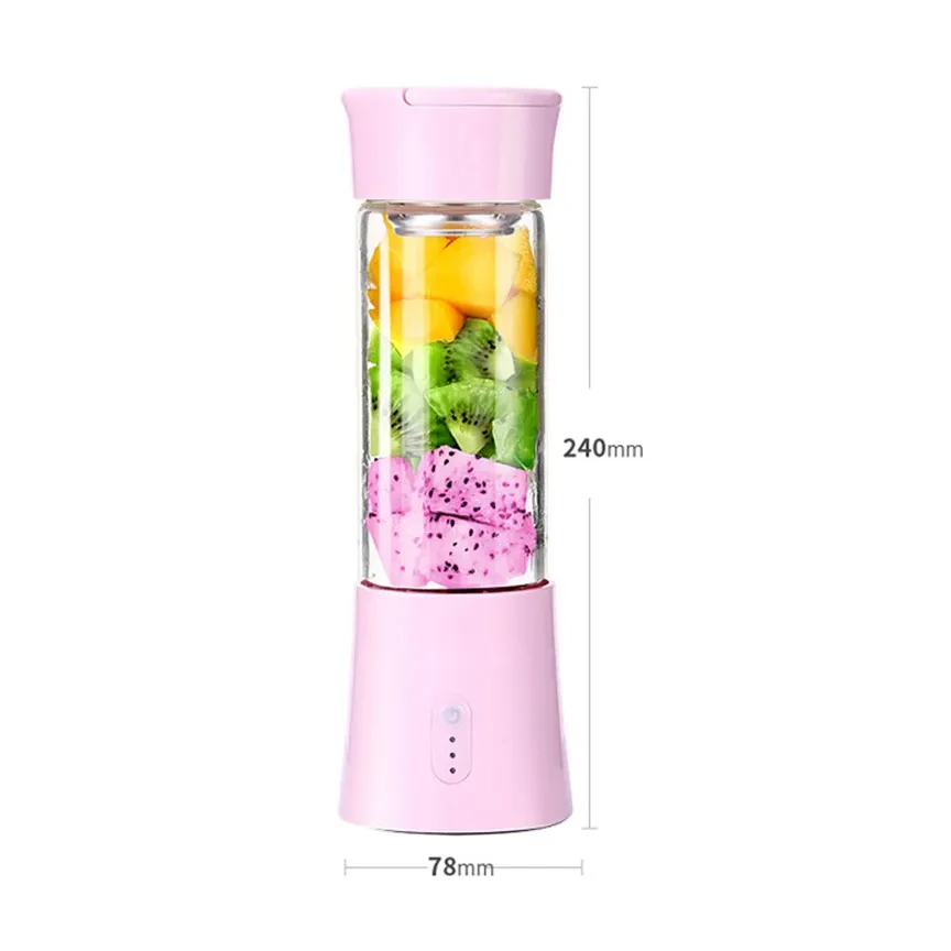 wholesale 380ML mixeur filtro licuadora Mini Home borosilicate 6 Blades LOW NOISE Usb Rechargeable portable mixer Juicer Blender