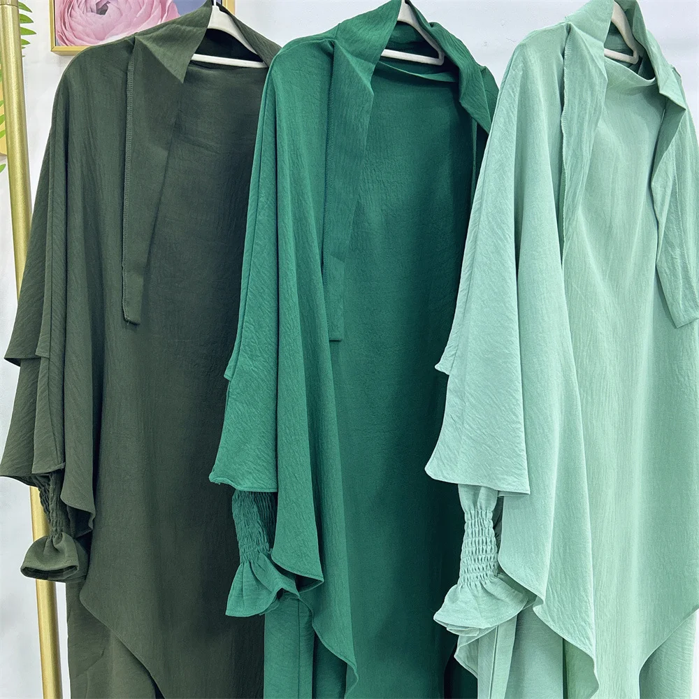 New Dubai Abaya Muslim Prayer Jilbab Khimar Niqab 2 Layer Hijab Set Islamic Ethnic Clothing Abaya Muslim Dress Women