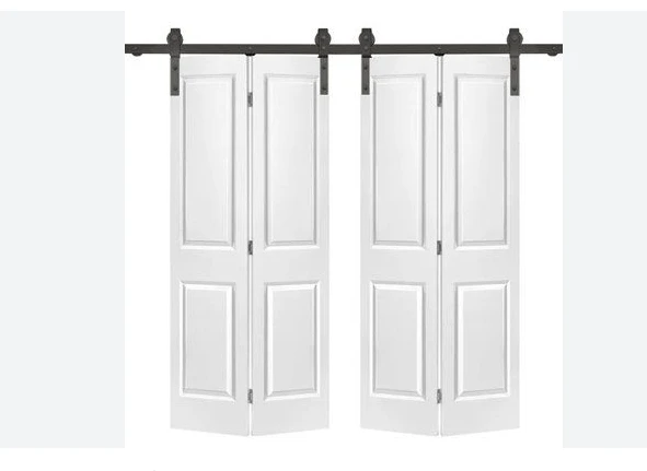 French style Double Bifold louver paneled MDF HDF Wood Door Folding louvred wooden Indoor Composite Baking paint door