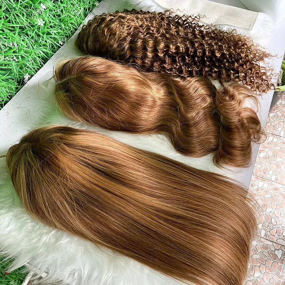 Highlight Color and 4/27 Color 150 Density Water Wavy Lace Frontal Wig, 4/27 Brazilian Virgin Human Hair Lace Front Wigs