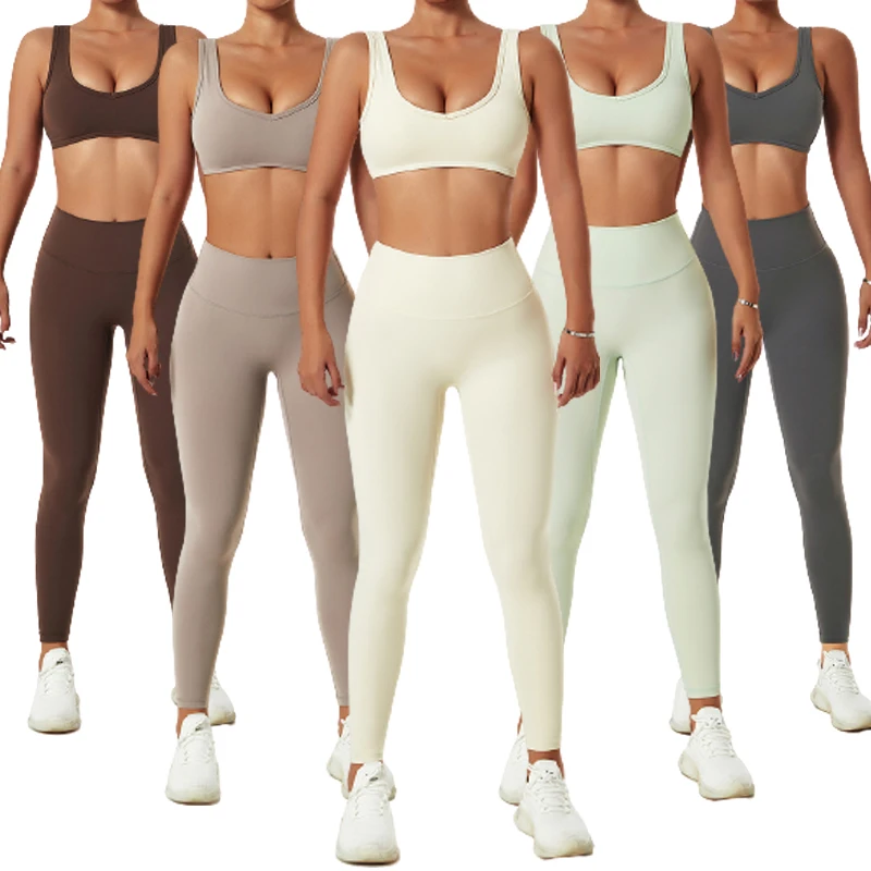 Новый летний спортивный бюстгальтер короткий топ одежда для тренировок бесшовная спортзала и активного отдыха комплект йоги