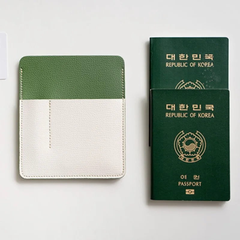 Personalized Color Block PU Leather Passport Cover Creative Travel Passport Storage Bag Portable Ticket Card Holder Wallet