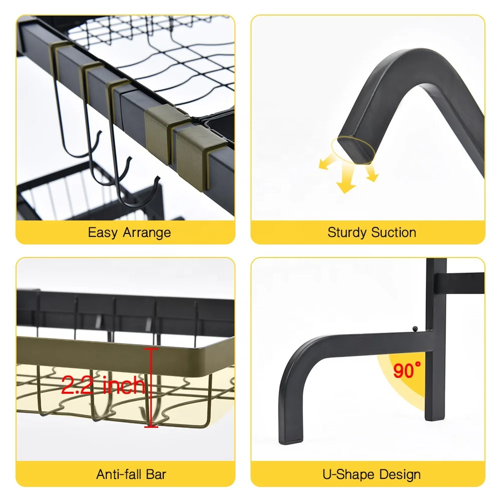 WIREKING 65CM Kitchen Racks and Holders Over Sink Dish Drying Rack with Large Capacity Folding Rack for Kitchen Organization