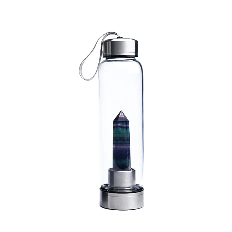 Natural Quartz Crystal Infused Water Bottle Healing Stones Crystal Bottle Crystal Water Bottle