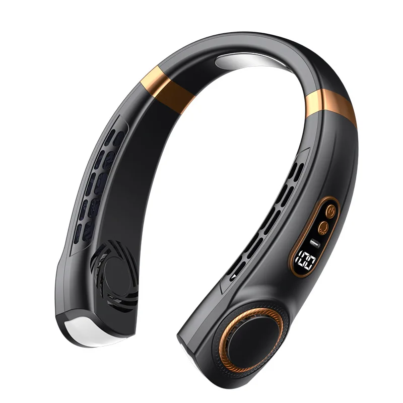 New Portable USB Handheld Mute Multifunctional Leaf less Neck Hanging Small Electric Fan