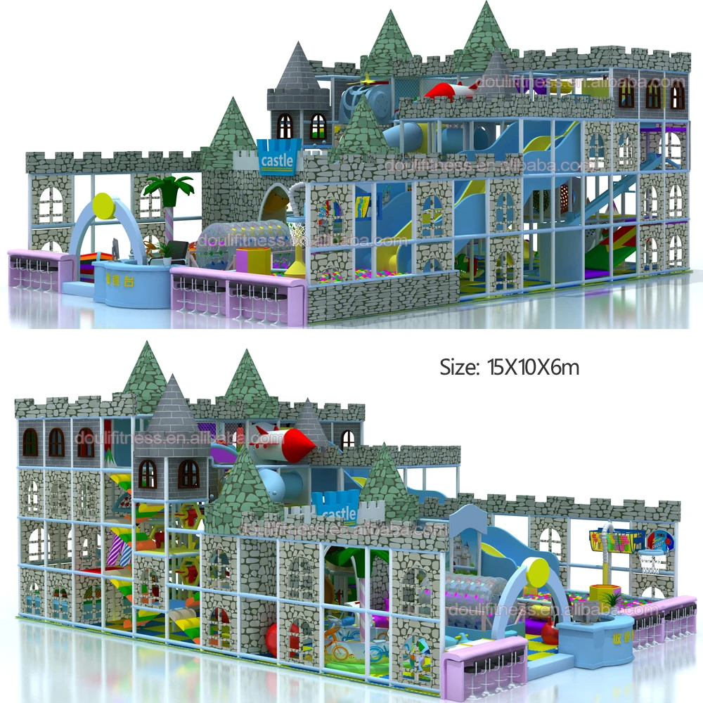 Dream customizable giant 150sq.m play area 4 levels castle theme indoor maze playroom playground equipment for kids