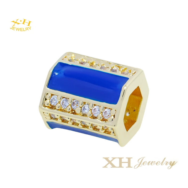 Colorful Enamel Six Square Tube Shape Bead Spacer Micro Pave Brass Tube Bead For DIY Jewelry Making