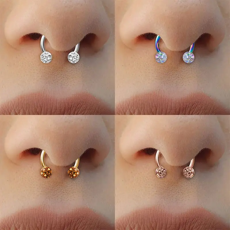 1PC Horseshoe Piercing Jewelry 16G Cartilage Helix Tragus Earrings Hoop Lip Piercing Retainer Bling Septum Nose Rings