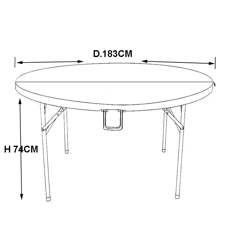 Blow Molded Outdoor Folding Table Waterproof 6ft Lightweight Folding Round Plastic Table