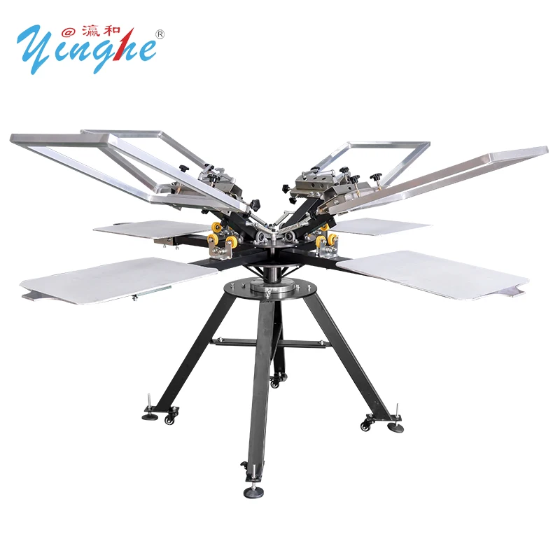 Yinghe Easy Operation Manual Multiple Color T-Shirt Silk Textile Screen Printing Machine 8 Colors 8 Stations Screen Printer