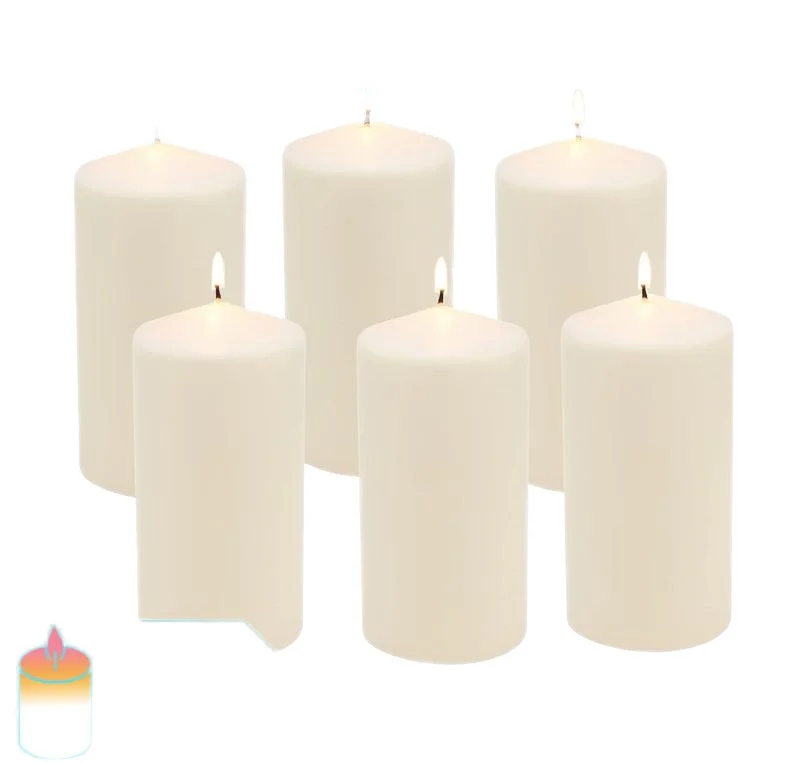 Religious Prayer Luxury Pillar Candles Long Lasting Burning Cone Pillar White Pink Blue Multi-Size Cylindrical Pillar Candle