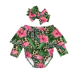 Boutique clothing wholesale infant toddler Onesie Long Sleeves Off-shoulder Leotard  for Baby Kids Clothes