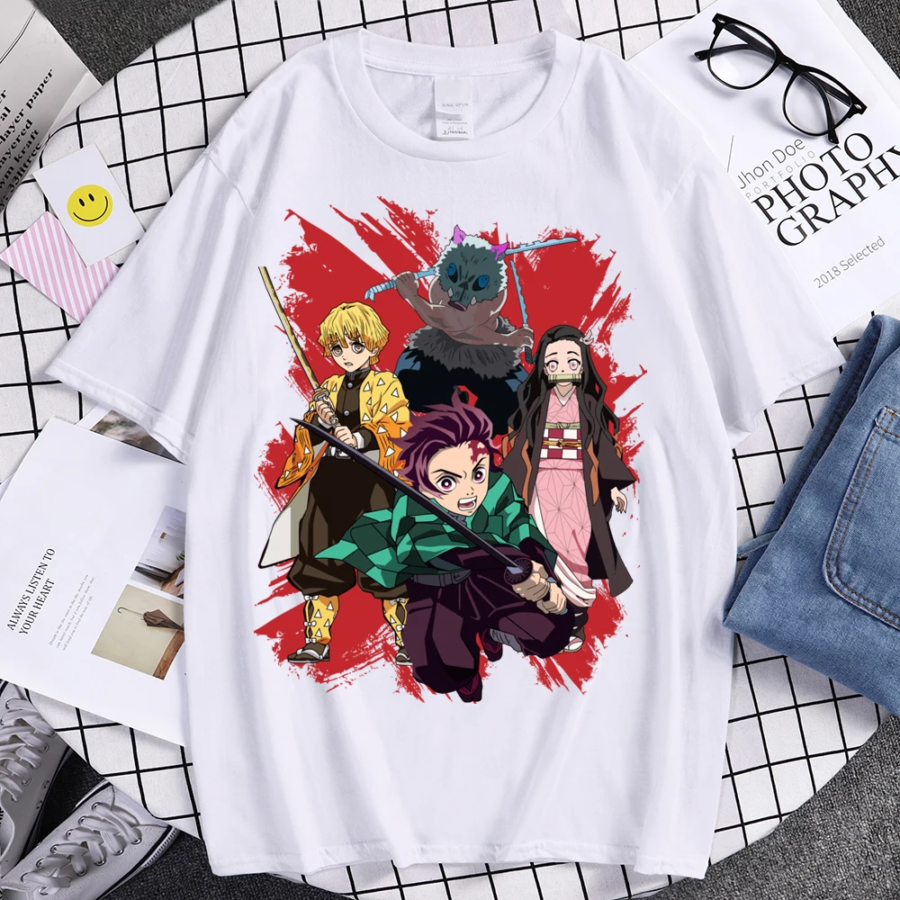 Classic Nezuko Kamado Demon Slayer T-Shirt Men O-neck Short Sleeved Kimetsu No Yaiba Graphic Tshirt Cotton Tee Harajuku