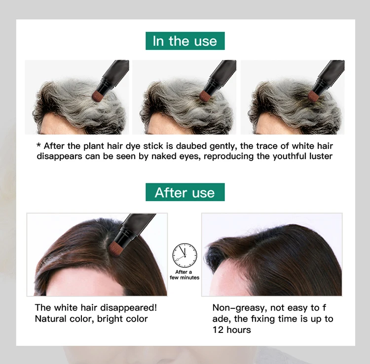 Private Label Hairs Dye Pen Touch Up Root Concealer Black Dark Brown Brown Natural Hair Dye Brush Pen