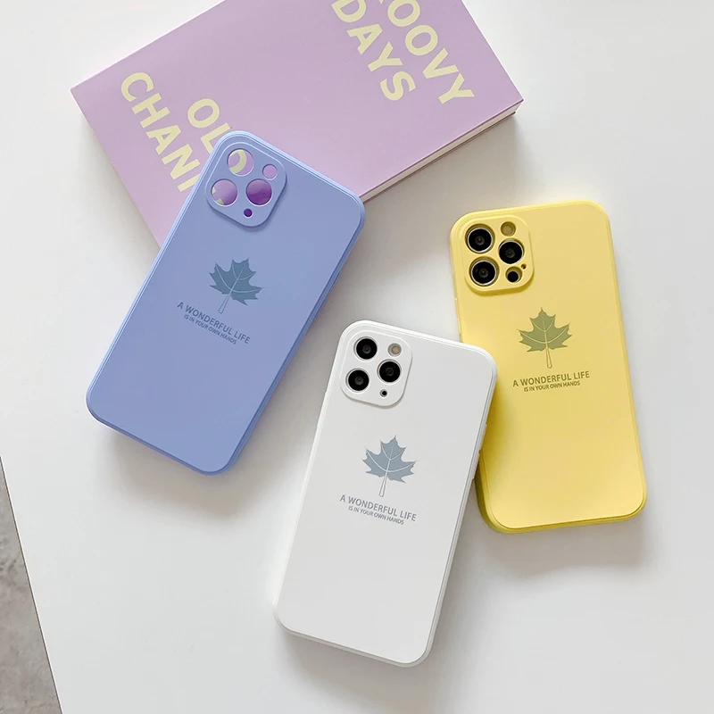 2021 TPU Sticker Oil Paint UV Printer Back Cover Phone case For Iphone 12 Pro TPU Maple Leaf Covers Case For Iphone
