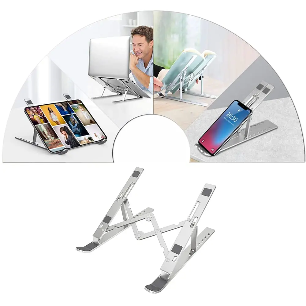 Hot Sale Universal Aluminium Foldable Notebook Holder Portable Ergonomic Height Adjustable Laptop Stands