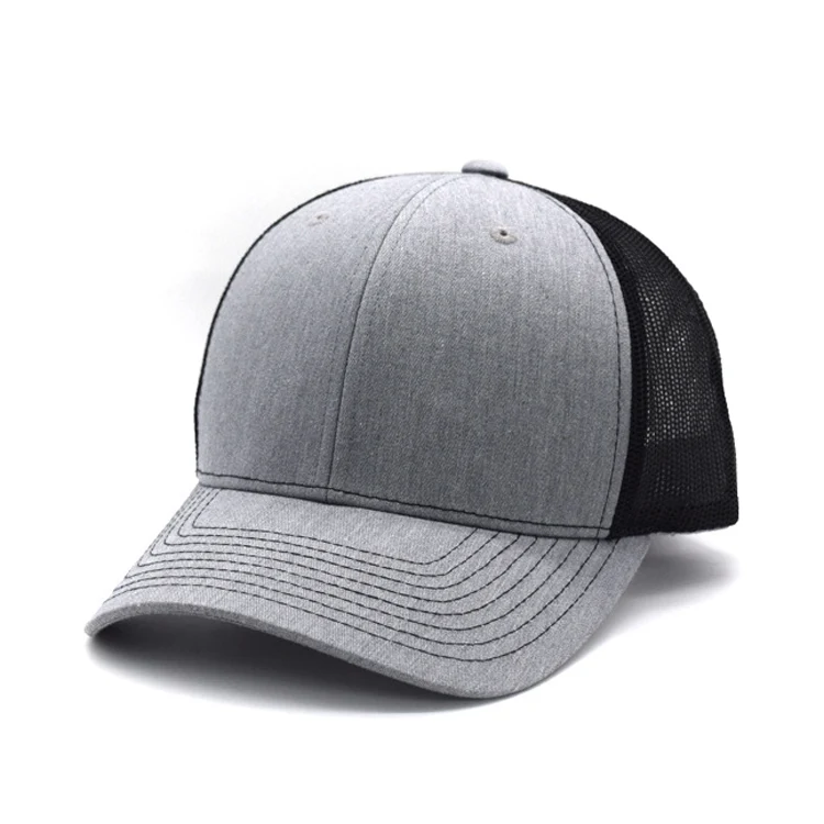 Customized Made Plain Color 6 Panel Denim baseball cap Trucker Mesh Hats With Sweatband