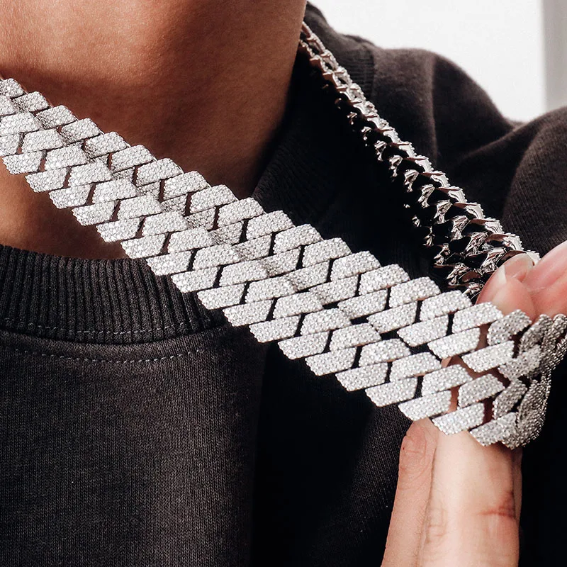 Wholesale  8MM VVS Diamond S925 Silver Cuban Link Chain Ready To Stock Hip Hop Iced Out Moissanite Cuban Bracelet