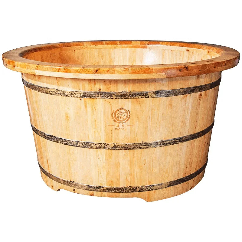 Cheap Wood Free Standing Round Soaking Bathtub