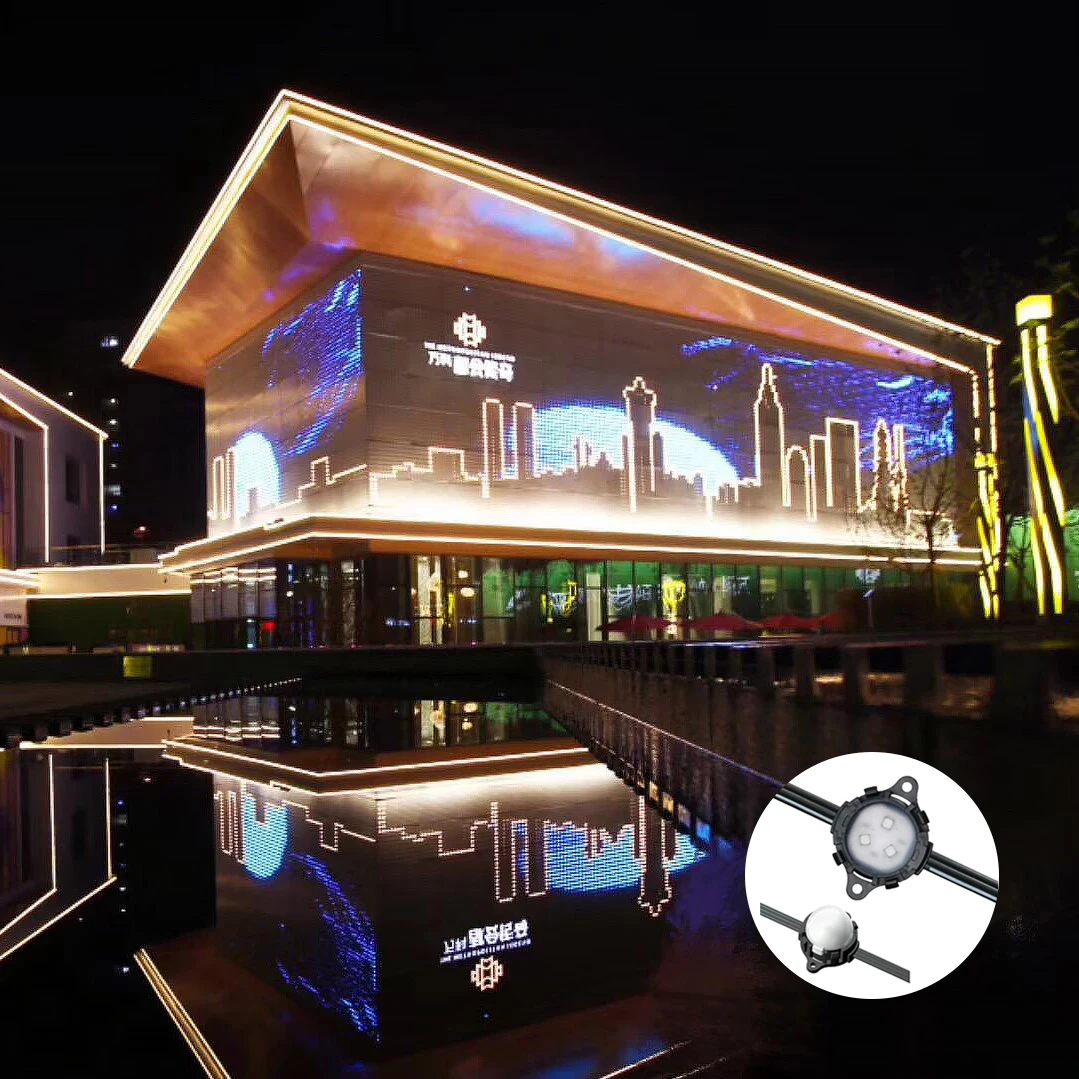 media facade sign advertising display transparent ip67 RGBW flexible led pixel mesh curtain point matrix module light outdoor