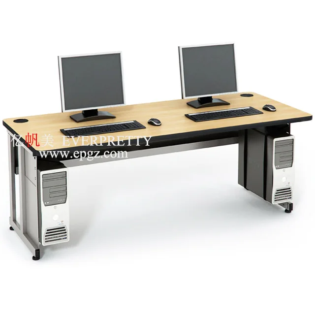 Education Student Wooden Computer Desk for College Training Classroom Single Design Computer Table with CPU Holder