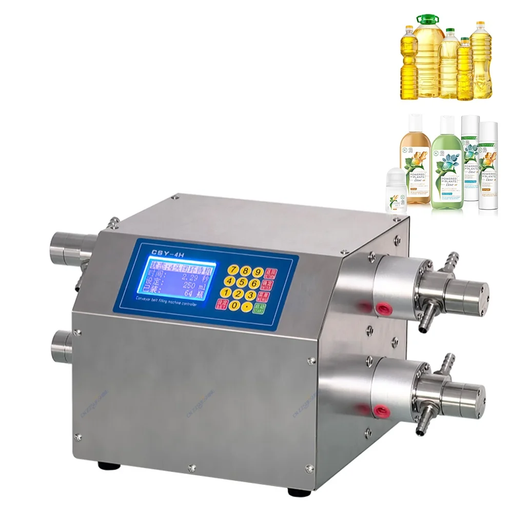 Food Grade Four Head Filling Machine/Digital Control Electric Conveyor Belt Liquid Filler/Hot Sale Bottle Pack Seal Equipment