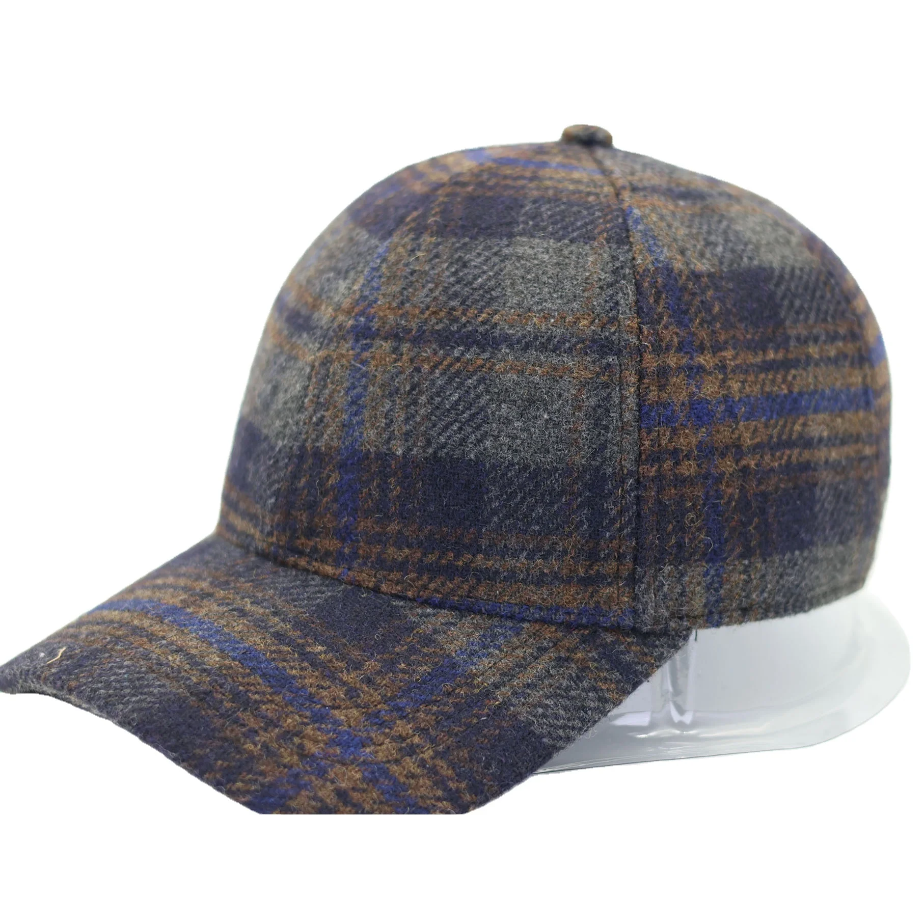 2024  Stylish Baseball Caps Autumn Winter Mens Womens Casual Sports Cap 6 Panel Flannel Tweed Check Grid Plaid Trucker Hat