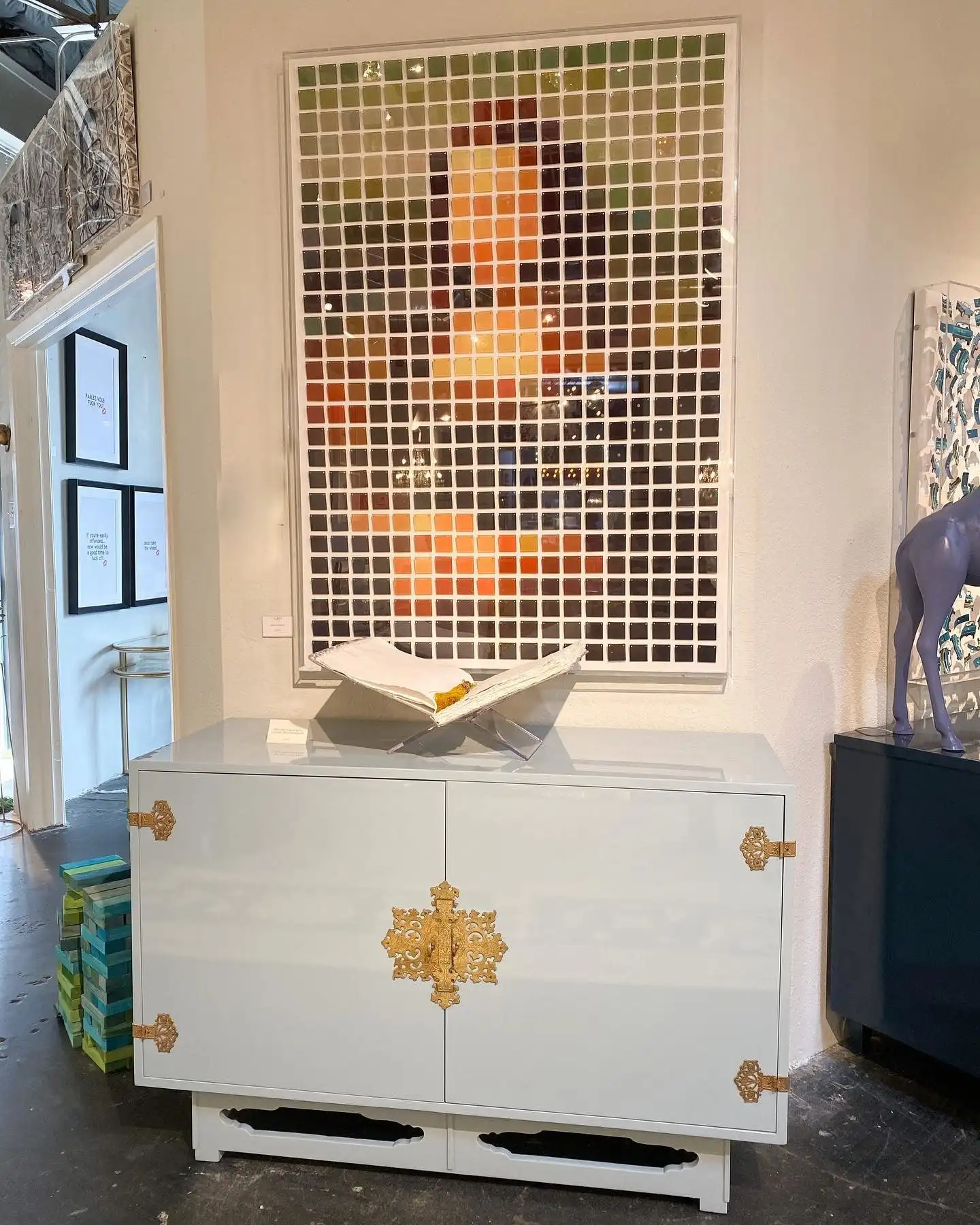 JZ  Home Decor Handmade 3D Abstract Mona Lisa Artwork Acrylic Mosaic Wall Art Figure Portrait Paintings