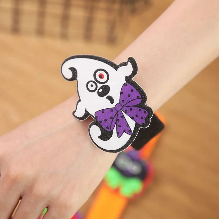 Promotional Holiday Pumpkin Ghost Bracelet for Kids Gift Halloween Slap Bracelet Halloween Party Supplies