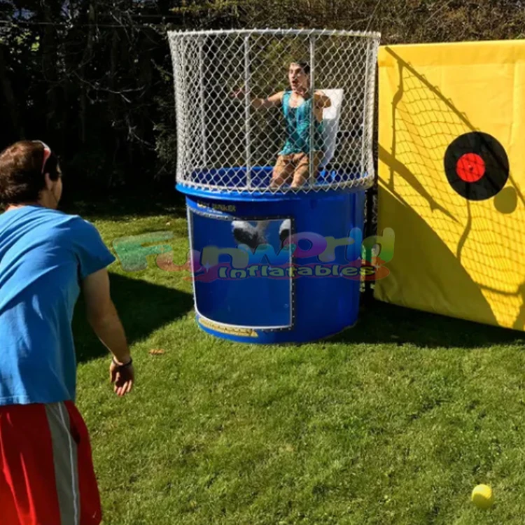 Commercial fun dunktank rides dunking carnival inflatable water splash park party adult dunk tank
