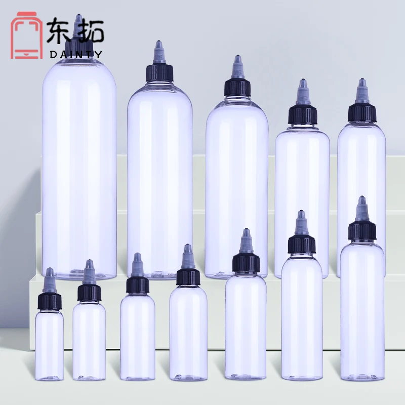 Manufacturer Plastic Bottle Transparent Round Shoulder PET Transparent Plastic Bottle Plastic Sauce Dispense Squeeze Bottle