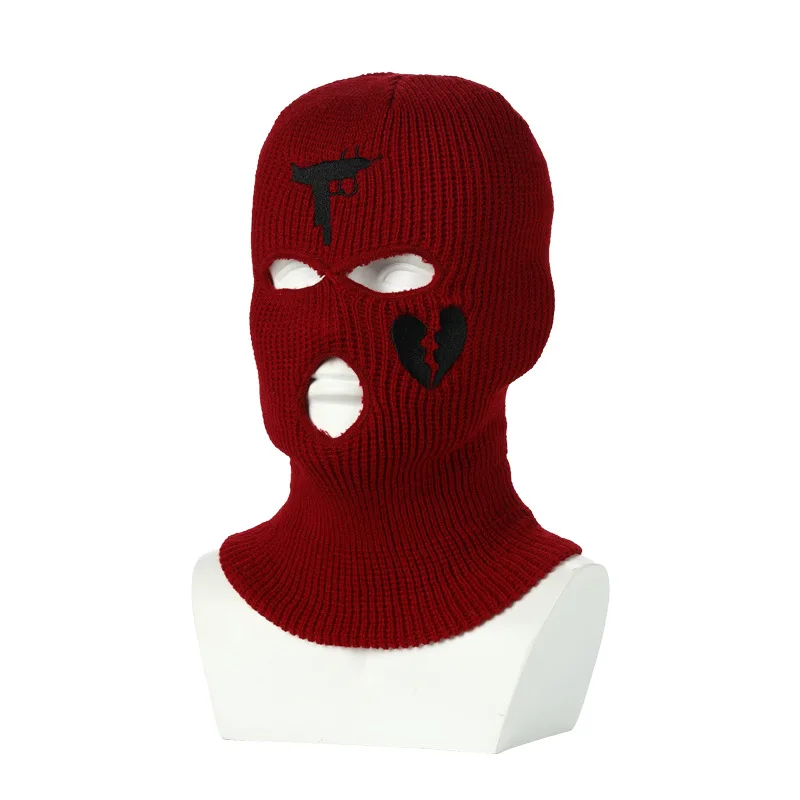 Wholesale Winter Warm Designer Knitted Beanie Face Cover Hat Outdoor Windproof Sniper Gang Neon Ski Mask 3 Holes Knit Balaclava